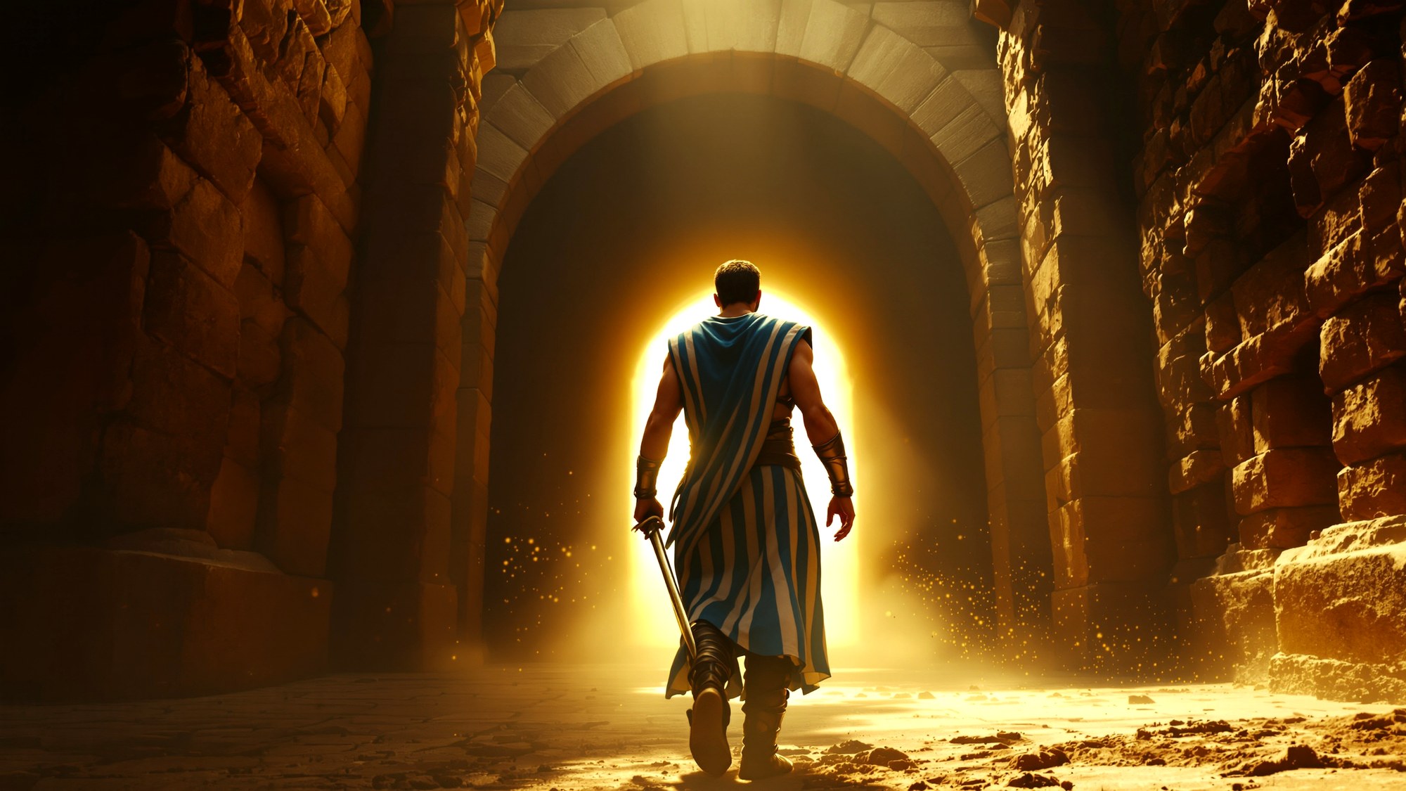 Gladiator walking into arena (AI)